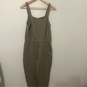 Pink Rose Olive Green Sleeveless Jumpsuit Size L